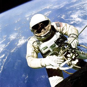 Ed White in his spacealk on Gemini 4 (edited)