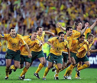 Australian Soccer team, the Socceroos win there match that took them into there 2nd ever world cup in Germany, match went into shootouts.