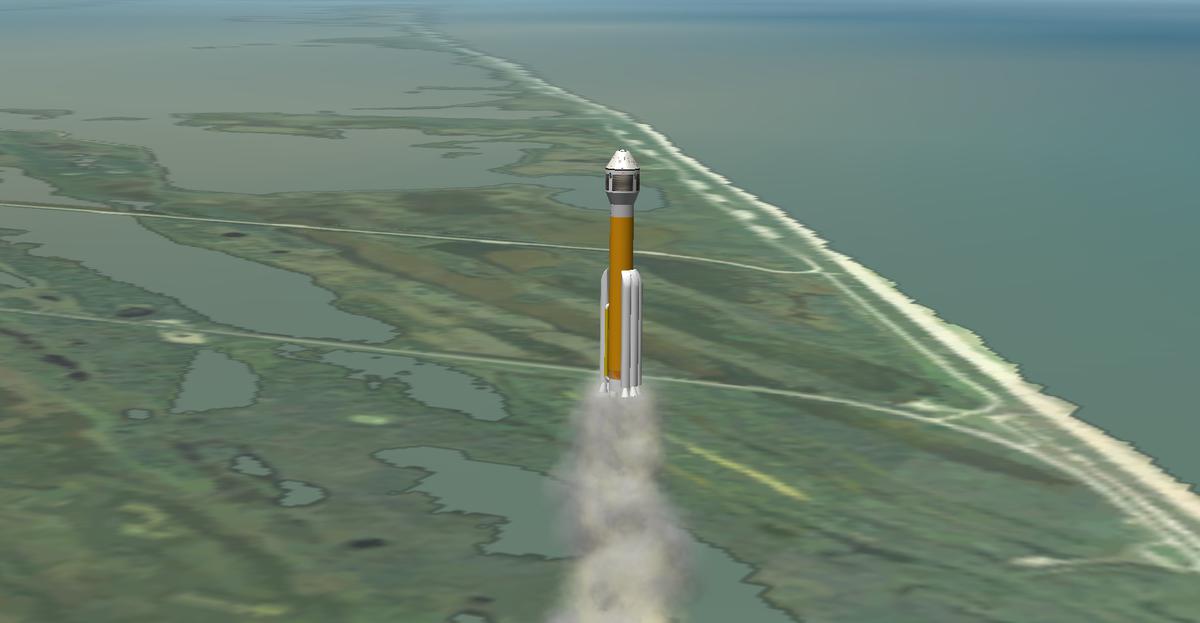 Boeing CST-100 launching over the KSC.