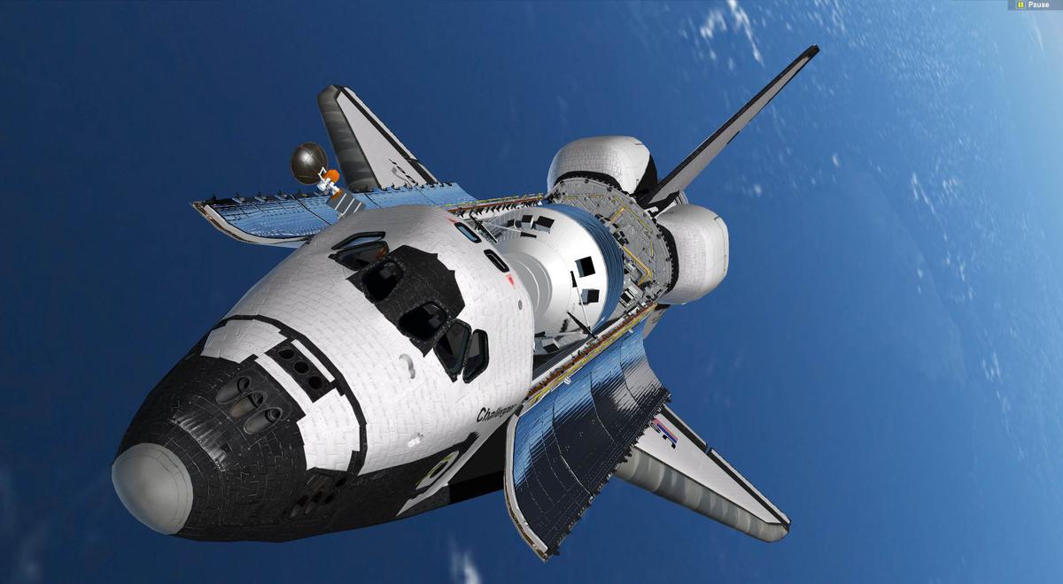 Challenger in orbit with IUS