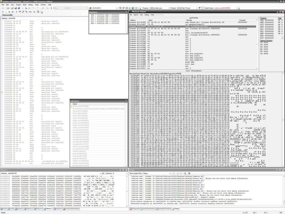 Debugging CTD caused by TransX without symbols
