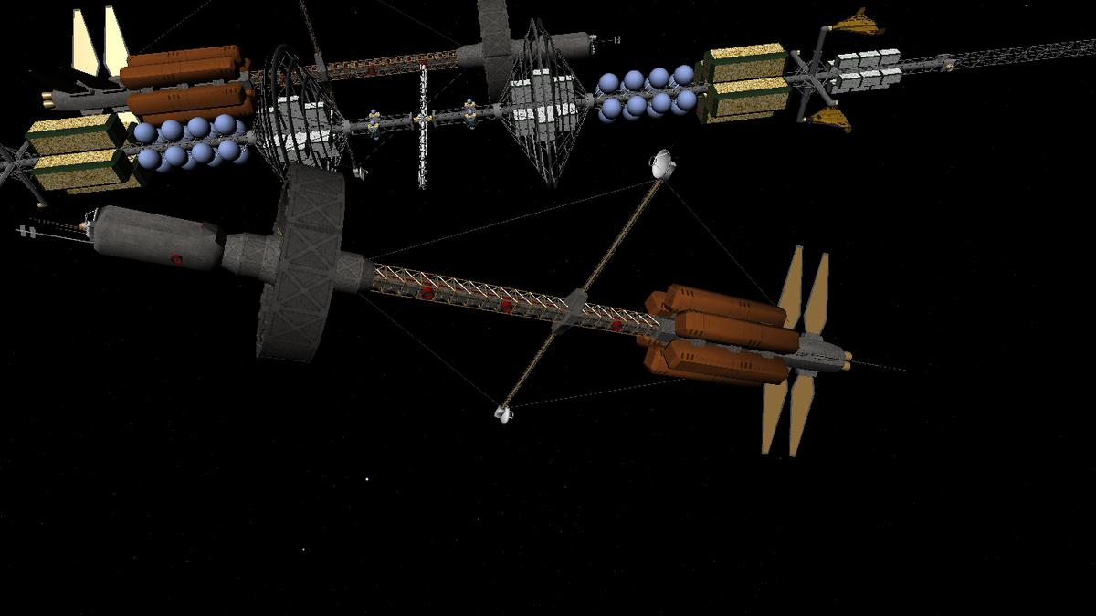 Icarus separates. For center-of-mass reasons, the two DGIVs used in this mission were docked to the Andromeda and transferred to Icarus after separati