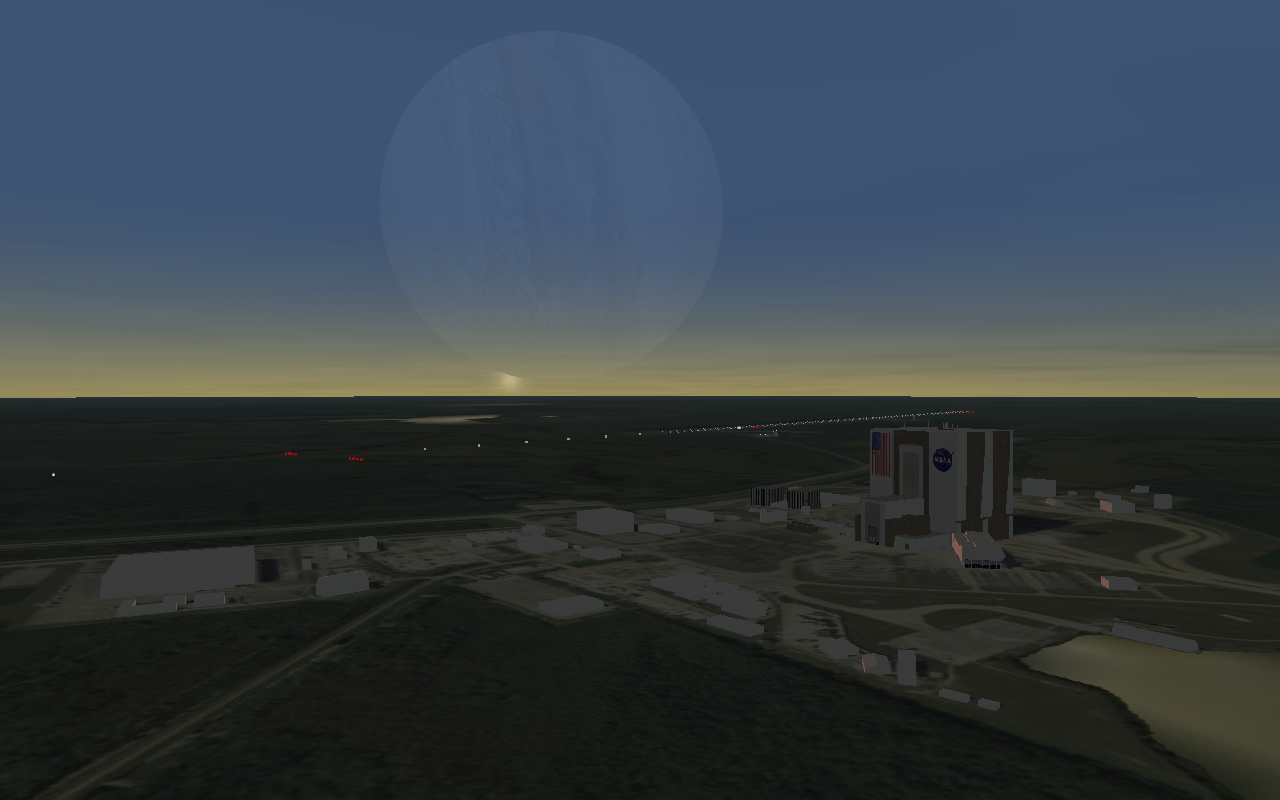 Jupiter + Sun Setting at KSC evening