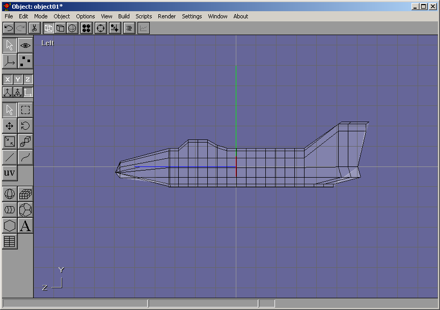 My first model, a wingless plane (still trying to add wings)