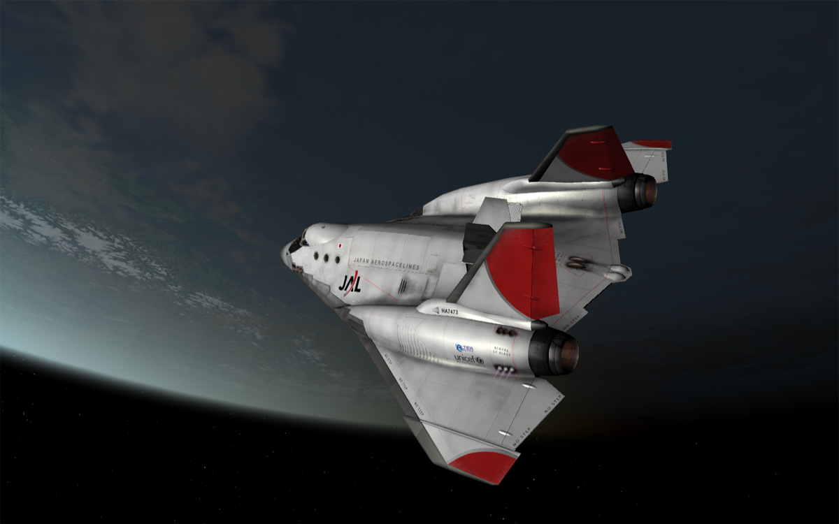 Preview of my JAL skin for the XR2 Ravenstar. Not quite done yet.