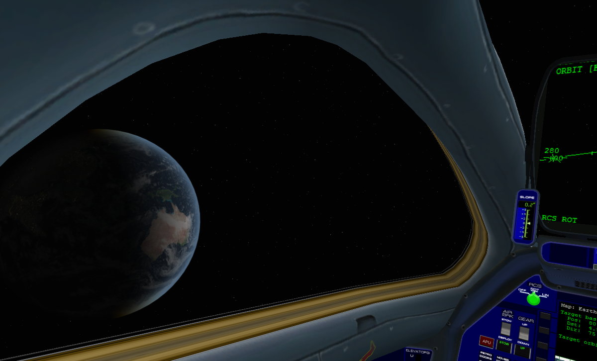 The earth, as viewed from the XR2 cockpit.