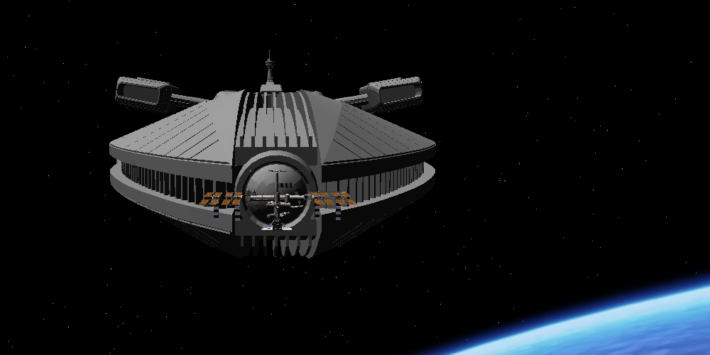 the flamberge has a docking port, too  here you can see it's size related to the ISS